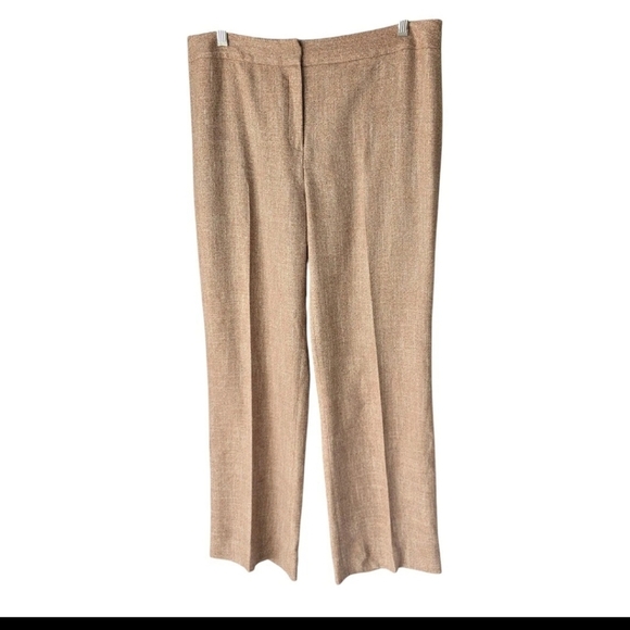 La fayette 148 NY Wool Blend Dress Pants Women Size 10 Beige Pleated Career - Picture 1 of 9